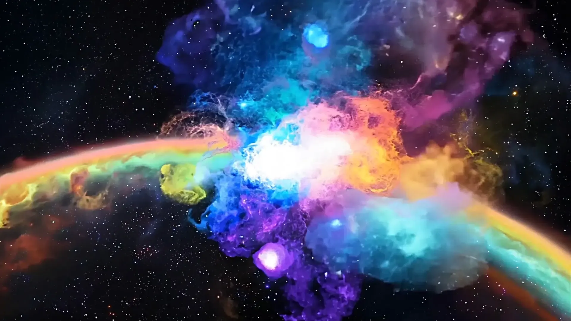 Cosmic Rainbow Clouds Overlay for Sci-Fi Logo Animation